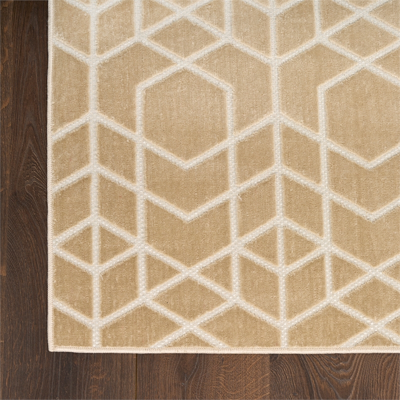 Nourison Washable Charm 3' x 5' Beige Ivory Modern Indoor Rug