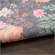 Nourison Botanical Washables 4' x 6' Charcoal Multicolor Farmhouse Indoor Rug