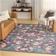 Nourison Botanical Washables 4' x 6' Charcoal Multicolor Farmhouse Indoor Rug