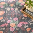 Nourison Botanical Washables 4' x 6' Charcoal Multicolor Farmhouse Indoor Rug