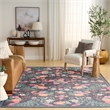 Nourison Botanical Washables 4' x 6' Charcoal Multicolor Farmhouse Indoor Rug