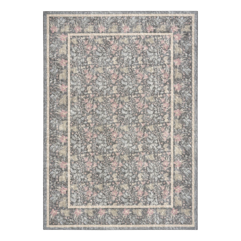 Nourison Botanical Washables 4' x 6' Charcoal Multicolor Farmhouse Indoor Rug