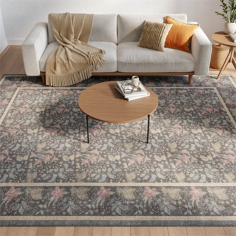 Nourison Botanical Washables 8' x 10' Charcoal Multicolor Area Rug
