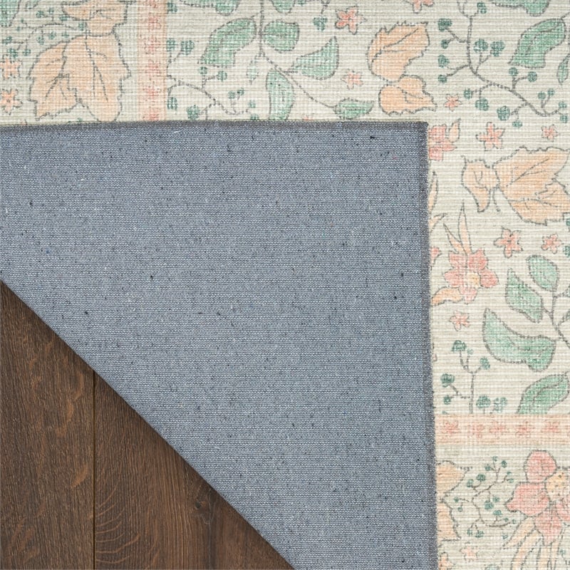 Nourison Botanical Washables 4' x 6' Green Multicolor Farmhouse Indoor Rug