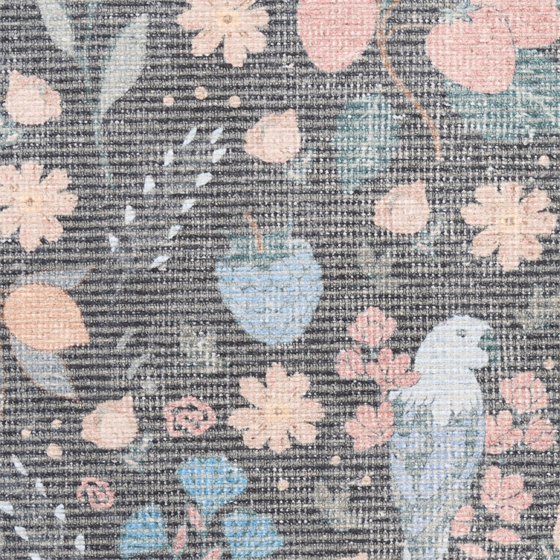 Nourison Botanical Washables 5' x 7' Charcoal Multicolor Modern Indoor Rug
