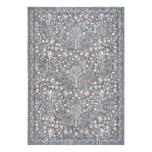 Nourison Botanical Washables 5' x 7' Charcoal Multicolor Modern Indoor Rug