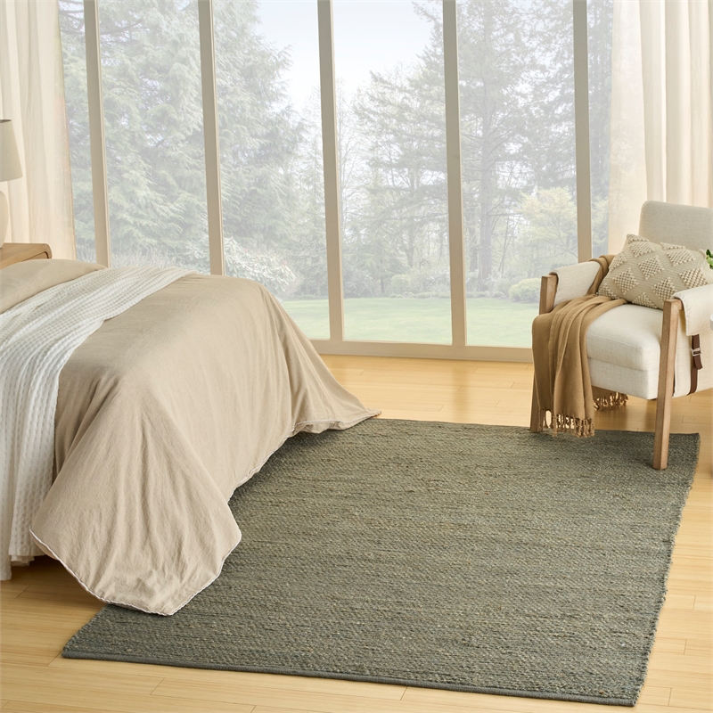Nourison Natural Jute 6' x 9' Sage Farmhouse Indoor Rug