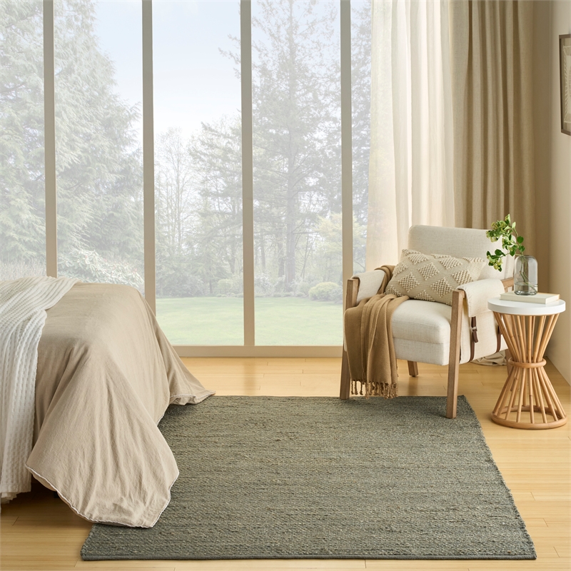Nourison Natural Jute 6' x 9' Sage Farmhouse Indoor Rug