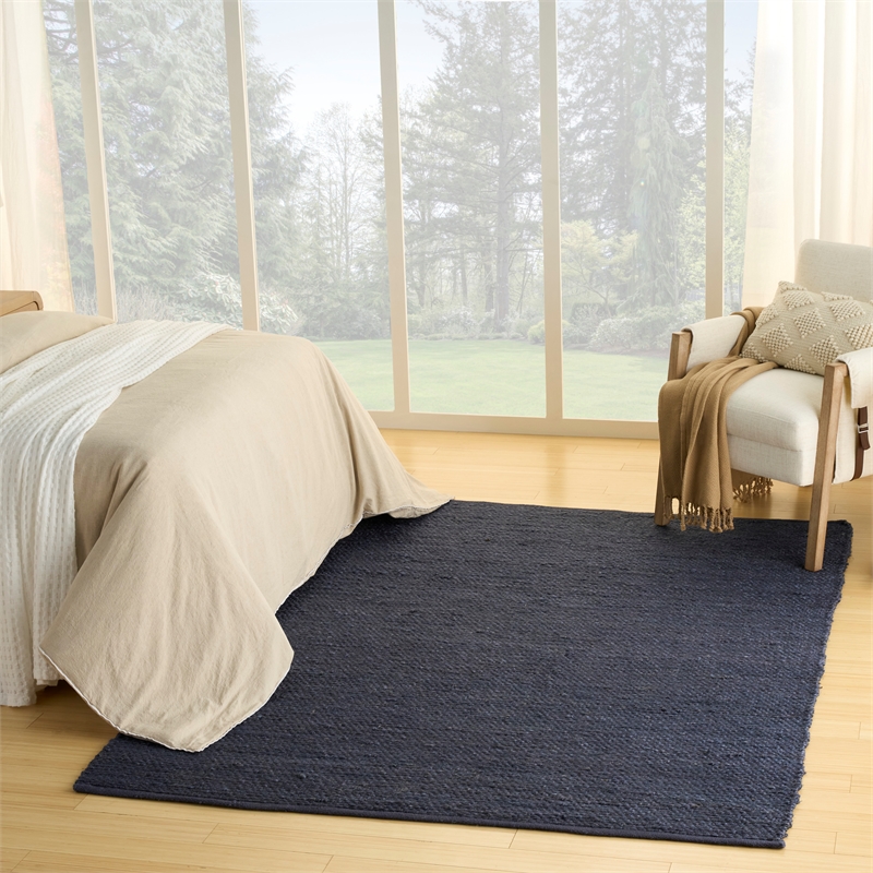 Nourison Natural Jute 6' x 9' Navy Farmhouse Indoor Rug