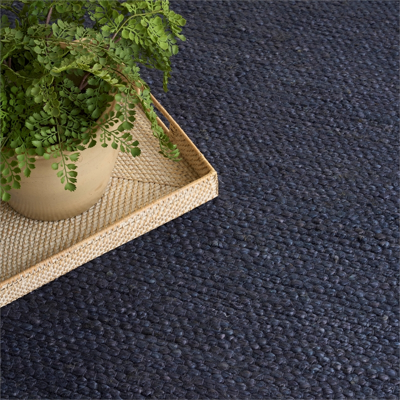 Nourison Natural Jute 6' x 9' Navy Farmhouse Indoor Rug