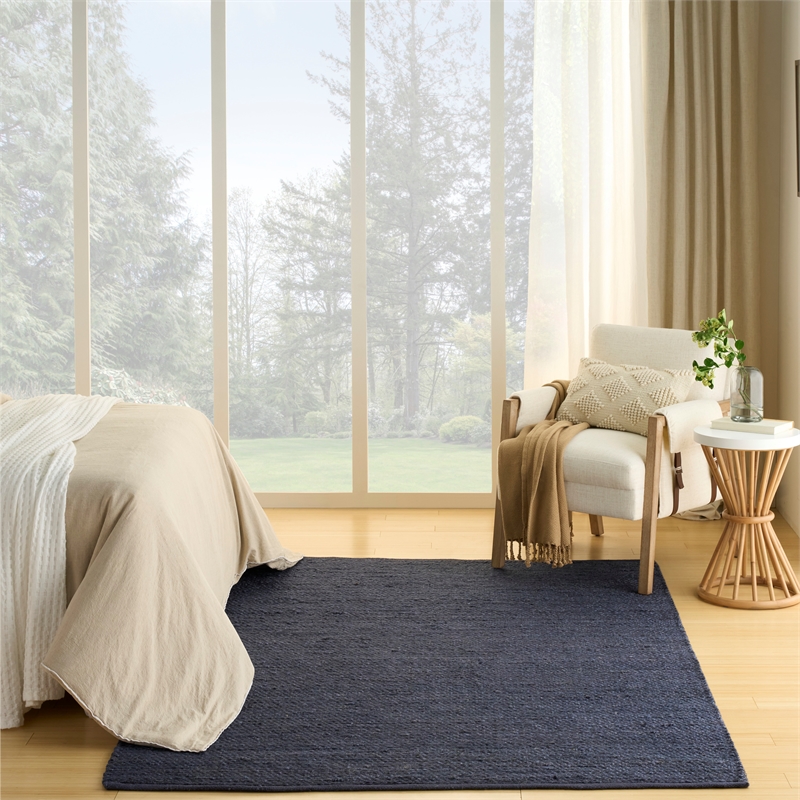 Nourison Natural Jute 6' x 9' Navy Farmhouse Indoor Rug