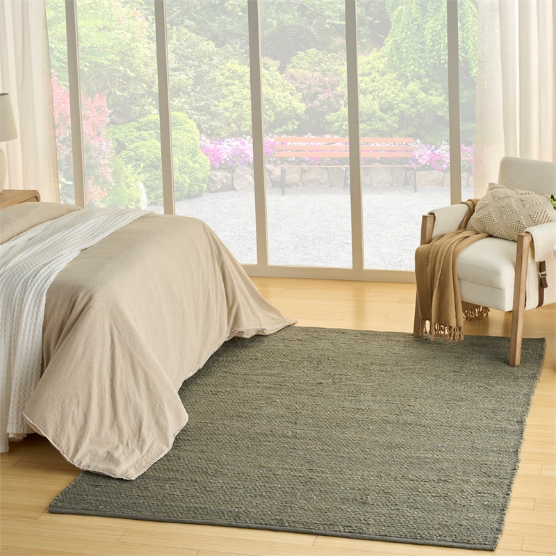 Nourison Natural Jute 9' x 12' Sage Farmhouse Indoor Rug