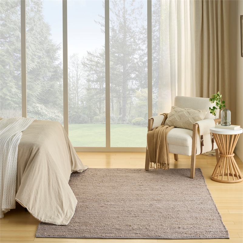 Nourison Natural Jute 9' x 12' Grey Farmhouse Indoor Rug