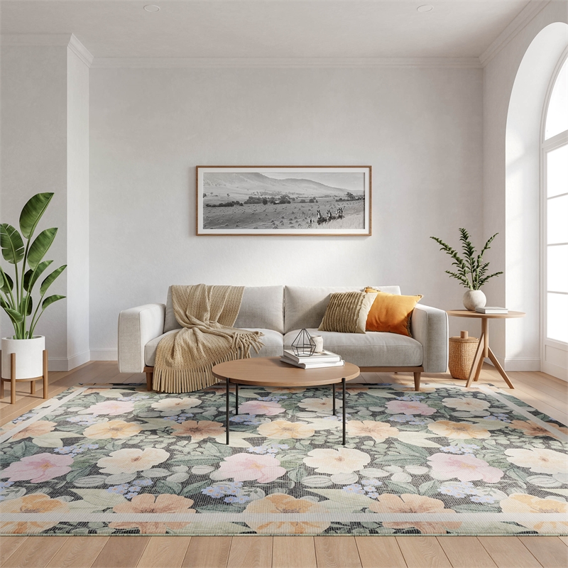 Nourison Botanical Washables 8' x 10' Charcoal Multicolor Area Rug