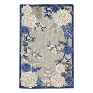 Nourison Aloha 2' x 3' Blue Grey Outdoor Rug