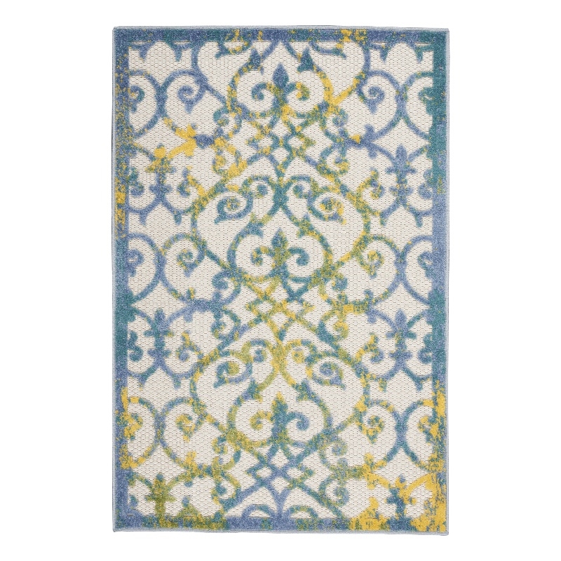 Nourison Aloha 2' x 3' Ivory Blue Outdoor Rug