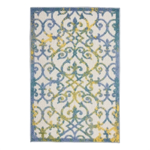 Nourison Aloha 2' x 3' Ivory Blue Outdoor Rug