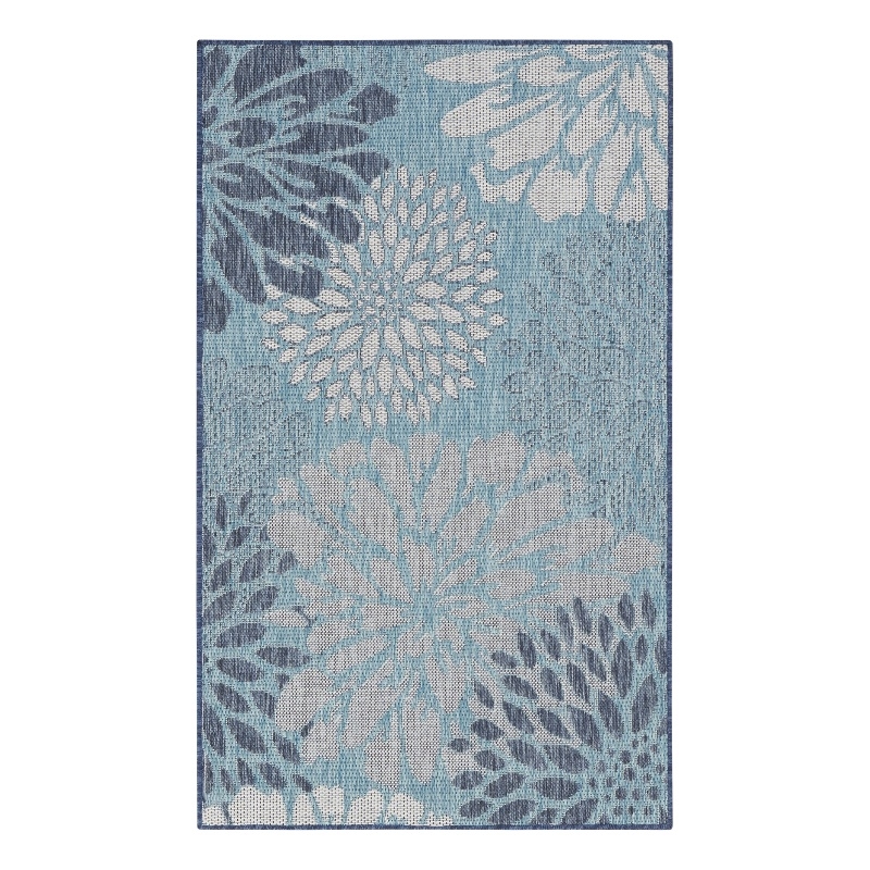 Nourison Garden Oasis 2' x 4' Navy Tropical Rug