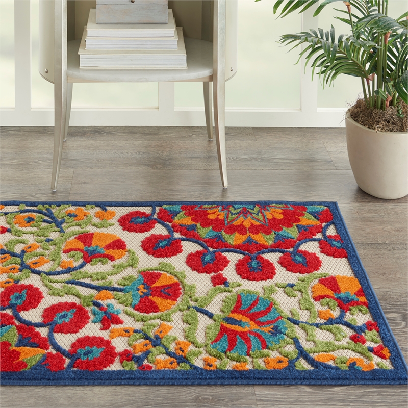 Nourison Aloha 2' x 3' Red Multicolor Transitional Rug