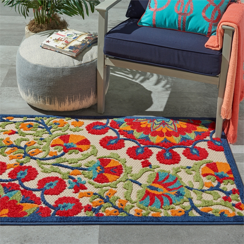Nourison Aloha 2' x 3' Red Multicolor Transitional Rug