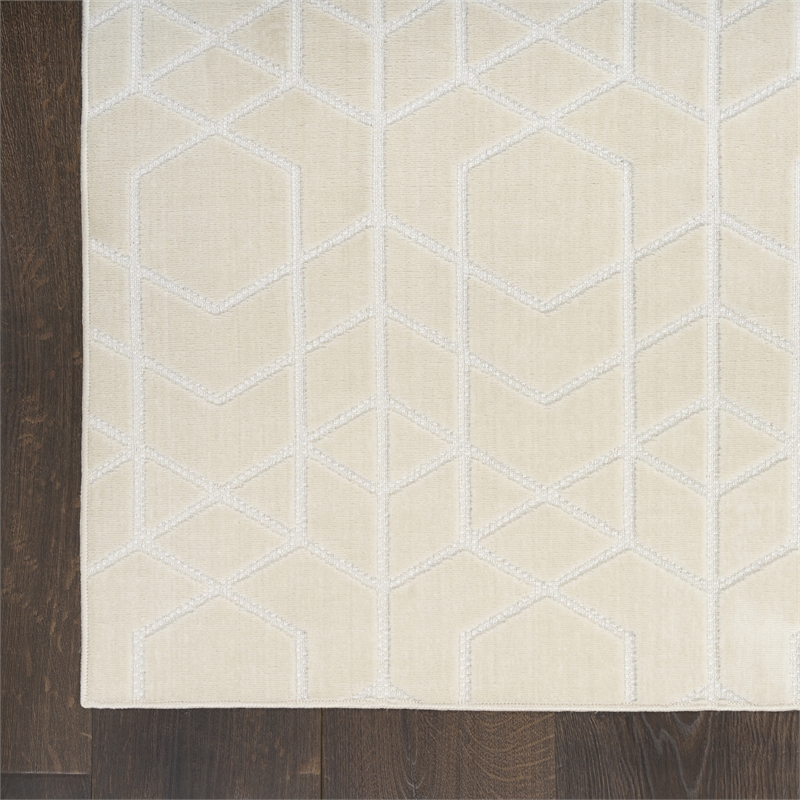 Nourison Washable Charm 2' x 6' Ivory Modern Indoor Rug