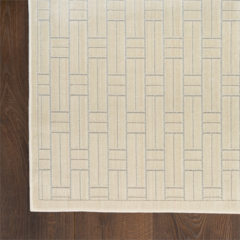 Nourison Washable Charm 2' x 6' Ivory Modern Indoor Rug
