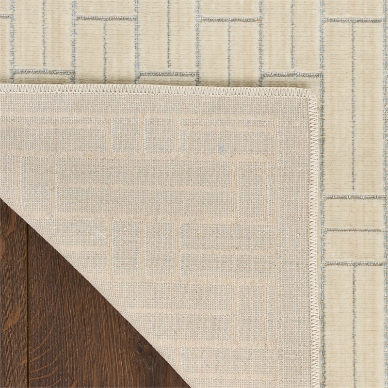 Nourison Washable Charm 2' x 6' Ivory Modern Indoor Rug