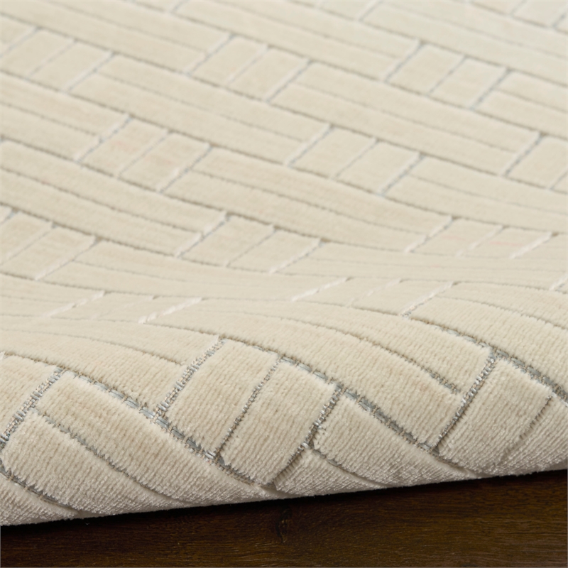 Nourison Washable Charm 2' x 6' Ivory Modern Indoor Rug