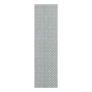Nourison Washable Charm 2'2&quot x 10' Blue Ivory Contemporary Indoor Rug