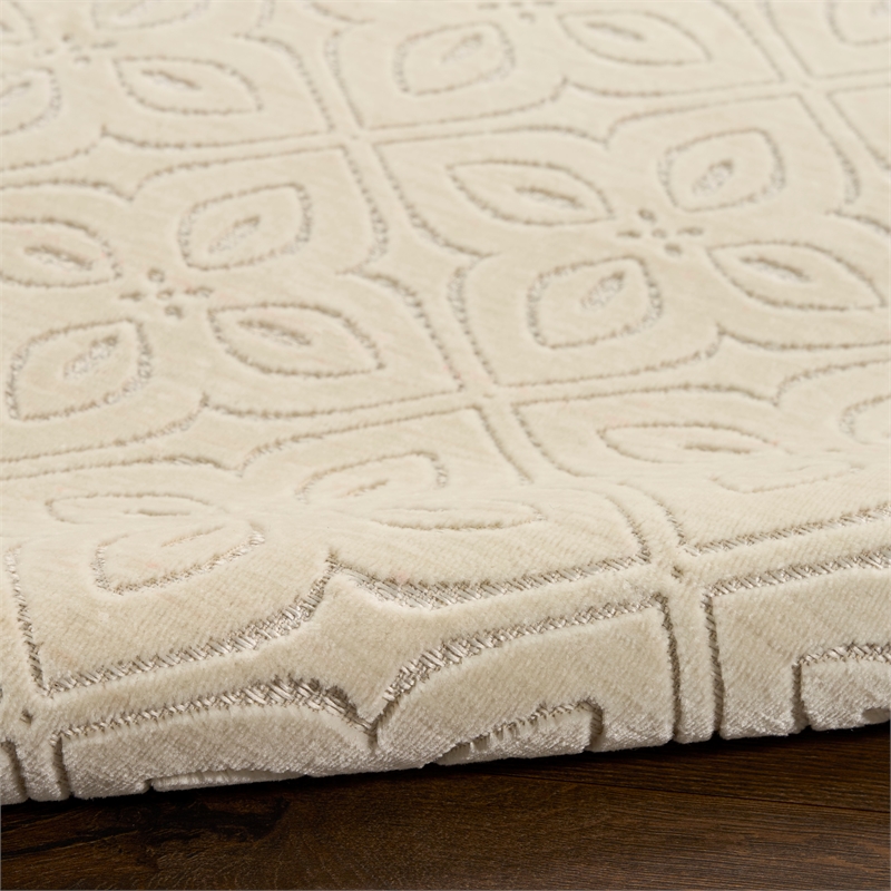 Nourison Washable Charm 2' x 6' Ivory Contemporary Indoor Rug