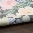 Nourison Botanical Washables 2' x 6' Charcoal Multicolor Farmhouse Indoor Rug