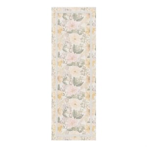 Nourison Botanical Washables 2' x 6' Ivory Multicolor Farmhouse Indoor Rug