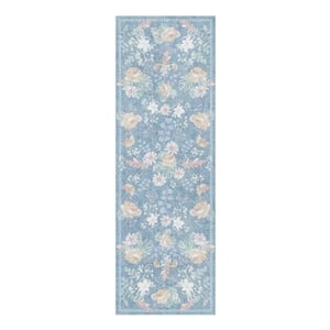 Nourison Botanical Washables 2' x 6' Blue Multicolor Farmhouse Indoor Rug