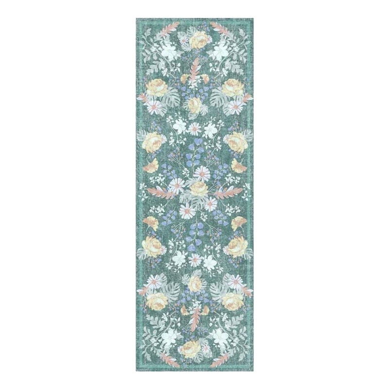 Nourison Botanical Washables 2' x 6' Green Multicolor Farmhouse Indoor Rug