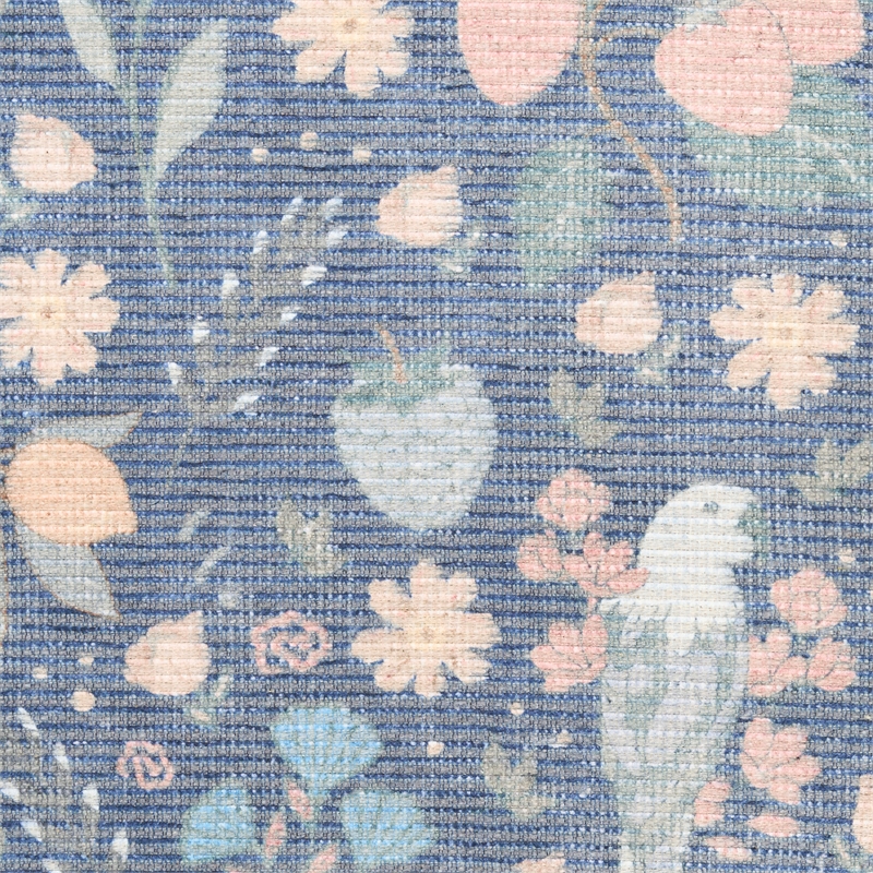 Nourison Botanical Washables 2' x 6' Blue Multicolor Modern Indoor Rug