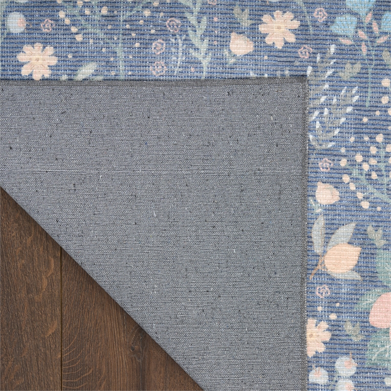 Nourison Botanical Washables 2' x 6' Blue Multicolor Modern Indoor Rug