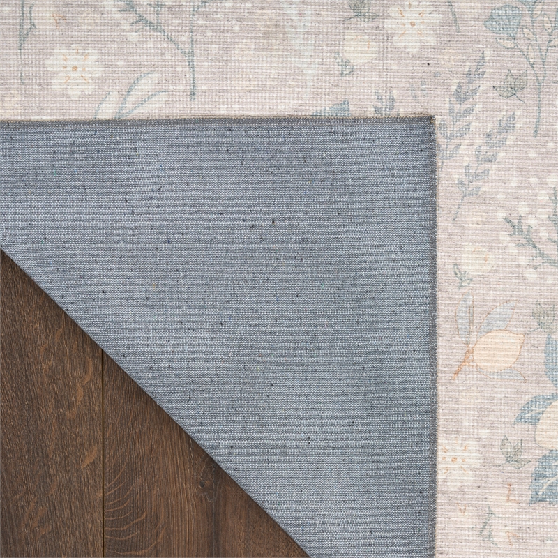 Nourison Botanical Washables 2' x 6' Grey Multicolor Modern Indoor Rug