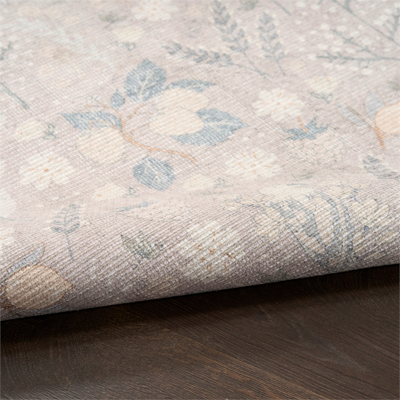 Nourison Botanical Washables 2' x 6' Grey Multicolor Modern Indoor Rug