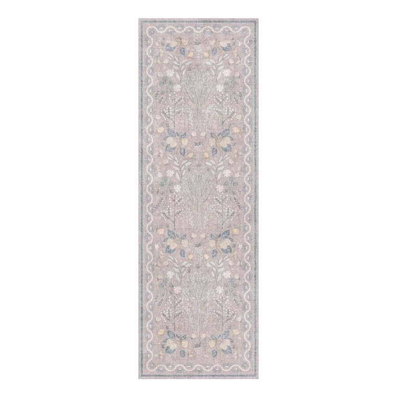 Nourison Botanical Washables 2' x 6' Grey Multicolor Modern Indoor Rug