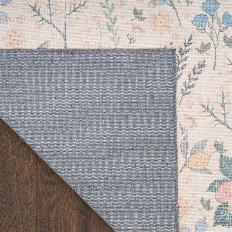 Nourison Botanical Washables 2' x 6' Ivory Multicolor Modern Indoor Rug