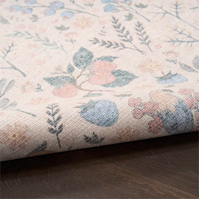 Nourison Botanical Washables 2' x 6' Ivory Multicolor Modern Indoor Rug