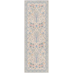 Nourison Botanical Washables 2' x 6' Ivory Multicolor Modern Indoor Rug