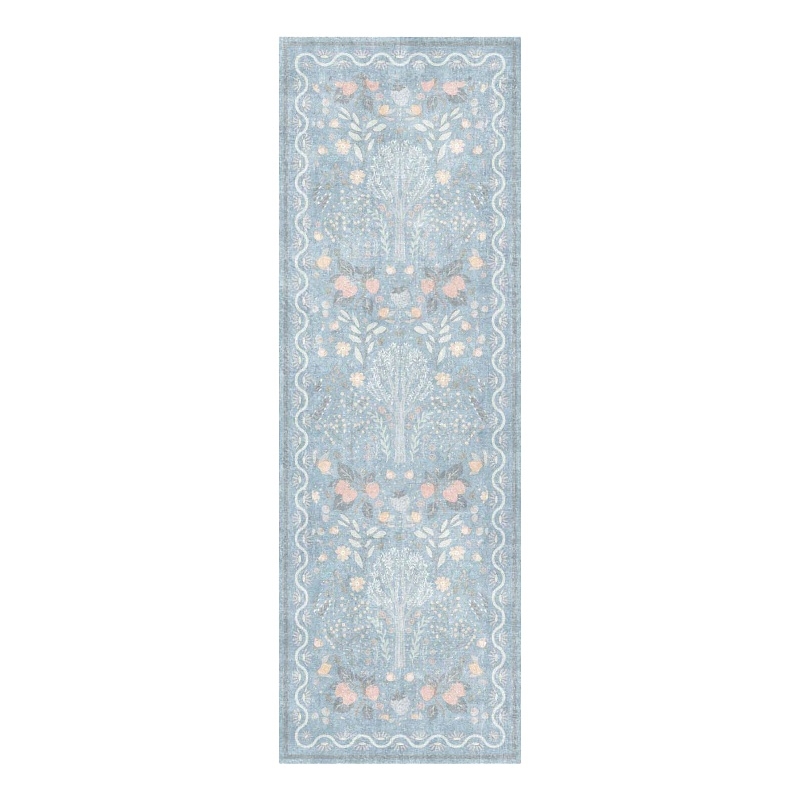 Nourison Botanical Washables 2' x 6' Light Blue Multicolor Modern Indoor Rug