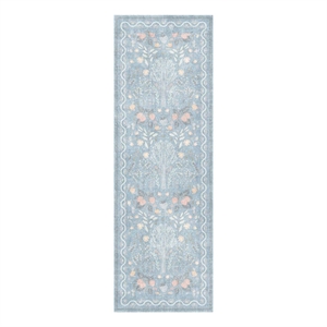 Nourison Botanical Washables 2' x 6' Light Blue Multicolor Modern Indoor Rug