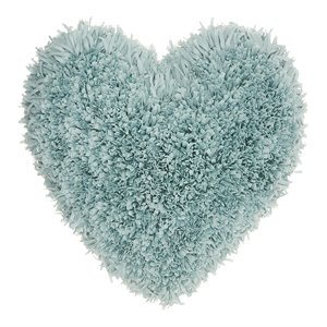 Mina Victory Shag 18&quot Modern Fabric Frame Heart Throw Pillow in Celadon Blue