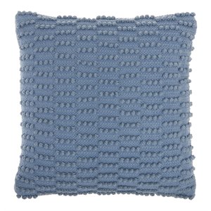 Mina Victory Life Styles 18&quot Cotton Woven Dot Stripes Throw Pillow in Ocean Blue
