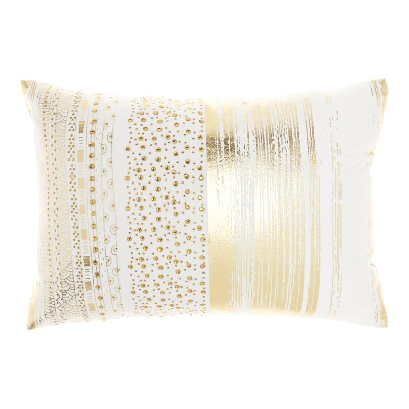 Mina Victory Luminescence Rectangle Fabric Metallic Print Throw Pillow in Gold