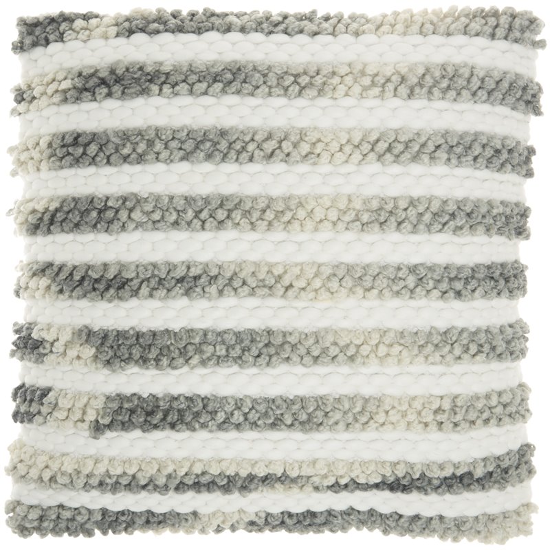 Mina Victory Life Styles Ombre Woven Stripes Polyester Throw Pillow in Charcoal