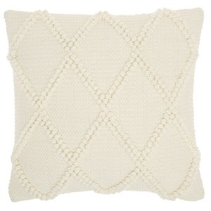 Mina Victory Life Styles Diamond Lattice Square Cotton Throw Pillow in Ivory