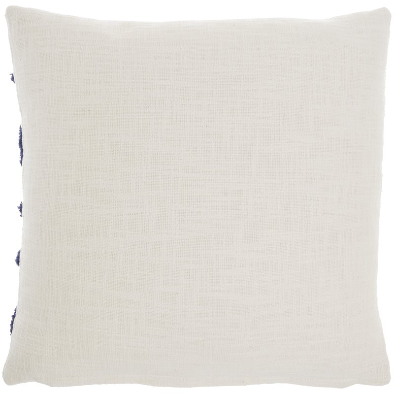Mina Victory Life Styles Square Cotton Tufted Lines Throw Pillow in Blue Ink
